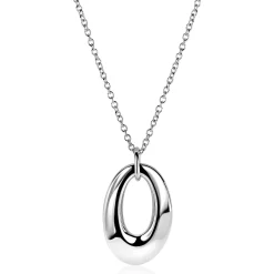 ZINZI zilveren ketting 45cm met grote open ovale hanger 35mm ZIC2787