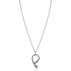 ZINZI zilveren ketting 45cm met grote sierlijke hanger 40mm ZIC2786