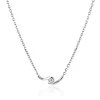 ZINZI zilveren ketting 42-45cm met ronde zirkonia, sierlijk omklemd door twee golvende staafjes ZIC2766