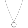 ZINZI zilveren ketting 42–45cm met ronde slang-hanger (15mm), bezet met peervormige witte zirkonia ZIC2722
