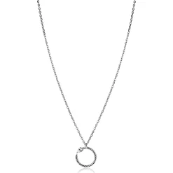 ZINZI zilveren ketting 42–45cm met ronde slang-hanger (15mm), bezet met peervormige witte zirkonia ZIC2722