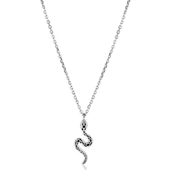 ZINZI zilveren ketting 42–45cm met elegante slang-hanger (27mm), bezet met witte zirkonia's  ZIC2721