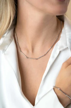 ZINZI zilveren ketting 41-45cm met lange glimmende staafjes 21mm ZIC2539