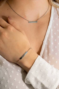 Zinzi zilveren ketting 45cm met glanzend plaatje om te graveren ZIC2344