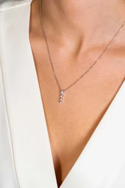 ZINZI zilveren ketting 45cm met hanger vier ronde zirconia's 16mm ZIC2328