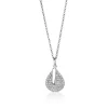 ZINZI zilveren ketting 45cm met hanger 14mm druppel staafje wit ZIC1573