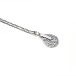 ZINZI zilveren ketting 45cm met hanger 14mm druppel staafje wit ZIC1573