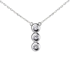 ZINZI zilveren ketting 45cm met hanger rond wit ZIC1443