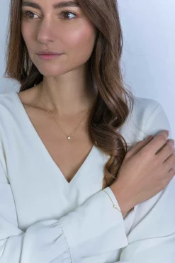 ZINZI zilveren ketting 14K geel verguld met hanger rond 40-43cm ZIC1393Y