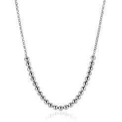 ZINZI zilveren ketting met bolletjes schakels in het midden 4mm breed 42-45cm ZIC2659