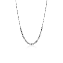 ZINZI zilveren ketting met bolletjes schakels in het midden 4mm breed 42-45cm ZIC2659