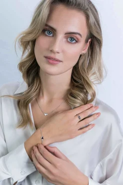 ZINZI zilveren ketting met hartjes zirconia's/zilver 42-45cm ZIC2137