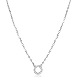 ZINZI zilveren ketting met open rondje (7,5mm) bezet met witte zirconia's 40-45cm ZIC2550