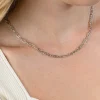 ZINZI zilveren ketting met paperclip schakels 4mm, gedecoreerd met speelse bolletjes 42-45cm ZIC2586