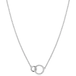 ZINZI zilveren ketting 2 open rondjes verbonden wit ZIC1782