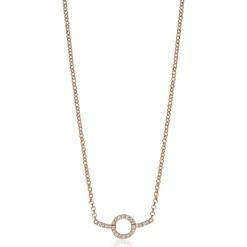 ZINZI zilveren ketting rosé verguld strak rond design wit 42-45cm ZIC1063R