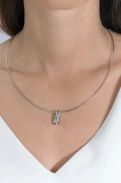 ZINZI zilveren luxe cross-over hanger 18mm bolletjes glad witte zirconia's ZIH2141 (zonder collier)
