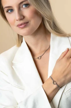 ZINZI zilveren multilook armband met gourmet schakels en open hart 16,5-19,5cm ZIA2516