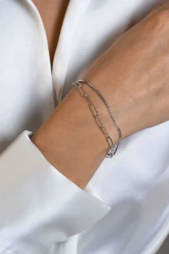 ZINZI zilveren multi-look armband met gourmet en paperclip schakels ZIA2367