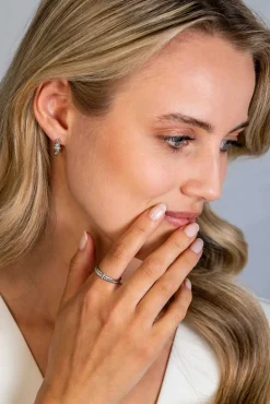 ZINZI zilveren multi-look oorringen 14mm glad gedraaide buis met witte zirconia's ZIO2324
