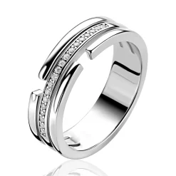 ZINZI zilveren multi-look ring (6mm breed) 3 banen met witte zirkonia’s ZIR2730