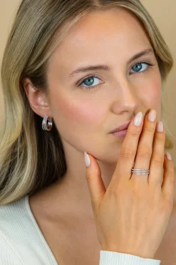 ZINZI zilveren multi-look ring (6mm breed) met 3 banen bezet met witte zirkonia’s ZIR2727