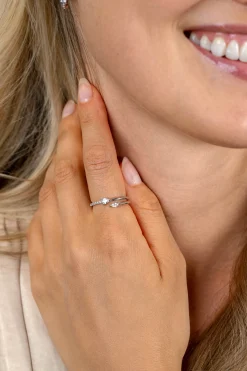 ZINZI zilveren multi-look ring (4mm breed) met een peervormige en ovale witte zirkonia ZIR2689