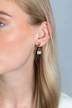 ZINZI zilveren oorbedels extra 14K geel verguld vierkant tweezijdig zwarte onyx en witte parelmoer 10mm ZICH2257G (zonder oorringen)