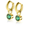 ZINZI zilveren oorbedels geelverguld 7mm rond groen ZICH1486GG (zonder oorringen)