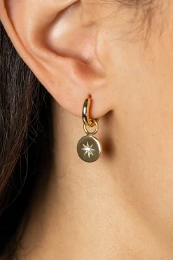 ZINZI zilveren oorbedels 14K geel verguld rond 10mm zon witte zirconia ZICH1994G (zonder oorringen)