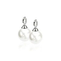 ZINZI zilveren oorbedels parel wit 12mm ZICH305W (zonder oorringen)
