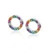 ZINZI zilveren oorbedels rond 8mm bezet regenboog kleuren ZICH2170Z (zonder oorringen)