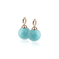 ZINZI zilveren oorbedels rosé verguld parel turquoise ZICH266TR (zonder oorringen)