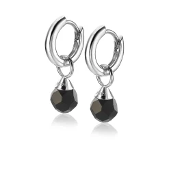 ZINZI zilveren oorbedels zwarte bead 6mm ZICH1749Z (zonder oorringen)
