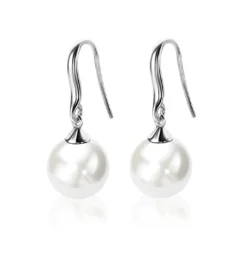 Zinzi zilveren oorhangers parel wit ZIO266
