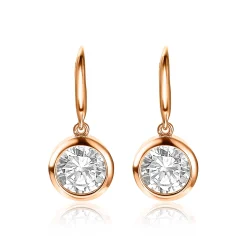 ZINZI zilveren oorhangers rosé verguld witte zirconia 11mm ZIO3
