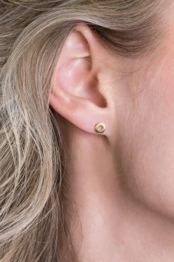 ZINZI zilveren oorknopjes 14K geel verguld 5mm open rondje ZIO2168G