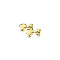 ZINZI zilveren oorknoppen geel verguld glad hart 6mm ZIO1378G