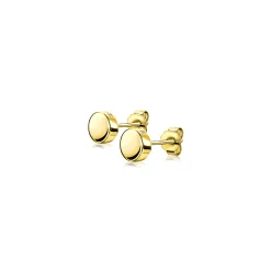 ZINZI zilveren oorknoppen geel verguld glad rond 6mm ZIO1376G