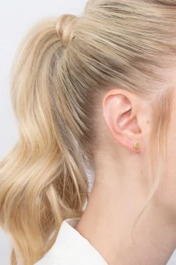 ZINZI zilveren oorknoppen geel verguld glad rond 6mm ZIO1376G