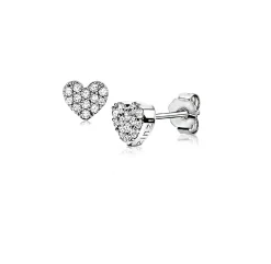 ZINZI zilveren oorknoppen hart wit 6mm ZIO1378Z