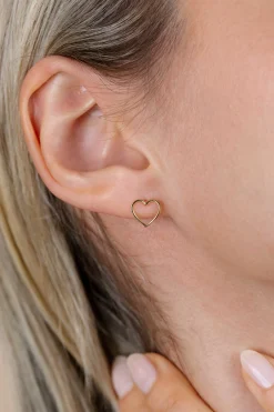 ZINZI zilveren oorknoppen 14K geelverguld open hart 8mm ZIO1630G
