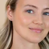 Zinzi zilveren oorknoppen 14K rosé verguld rond 4mm wit ZIO1177R