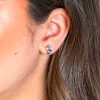 ZINZI zilveren oorknoppen 11mm rond en rechthoeken, bezet met witte en blauwe kleurstenen ZIO2293