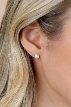 ZINZI zilveren oorknoppen 6mm wit parel ZIO1317