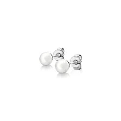 ZINZI zilveren oorknoppen 6mm wit parel ZIO1317