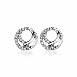 ZINZI zilveren oorknoppen 10mm symboliseert verbondenheid witte zirconia's ZIO2119