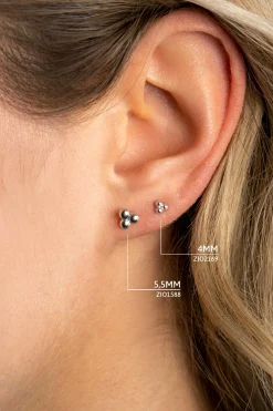 ZINZI zilveren oorknoppen 3x bol glad 5,5mm ZIO1588