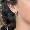 Zinzi zilveren oorringen geelverguld 15 x 3mm groen ZIO191GG