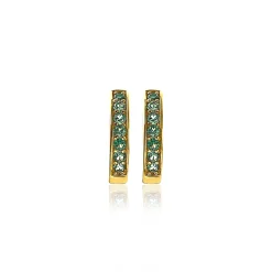 Zinzi zilveren oorringen geelverguld 15 x 3mm groen ZIO191GG